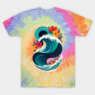 wave and flower T-Shirt